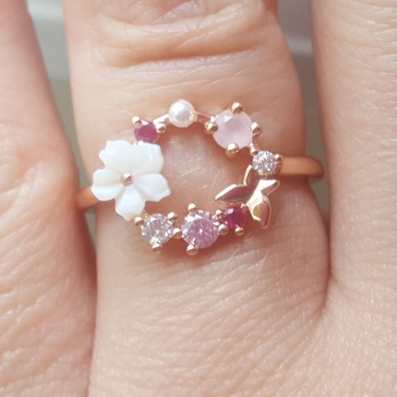 Jewelry - Rose Gold Plated Flower and Butterfly Cut Out Ring